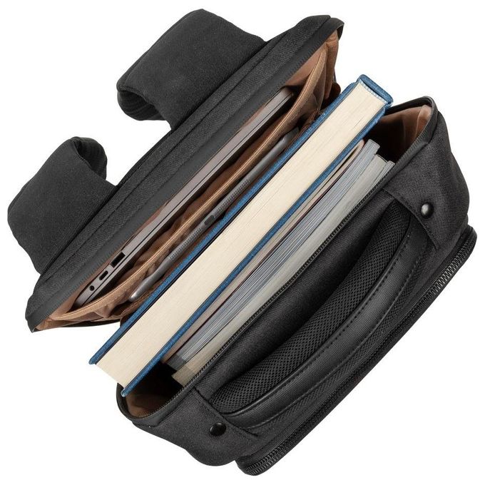 RivaCase 8126 BLACK Zaino Eco per Laptop Compatibile con 14 e Mac Air 15 Pollici in Poliestere Riciclato RPET Impermeabile con Scomparto Imbottito per Dispositivi Protezione Laterale e Inserto Antishock Colore Nero