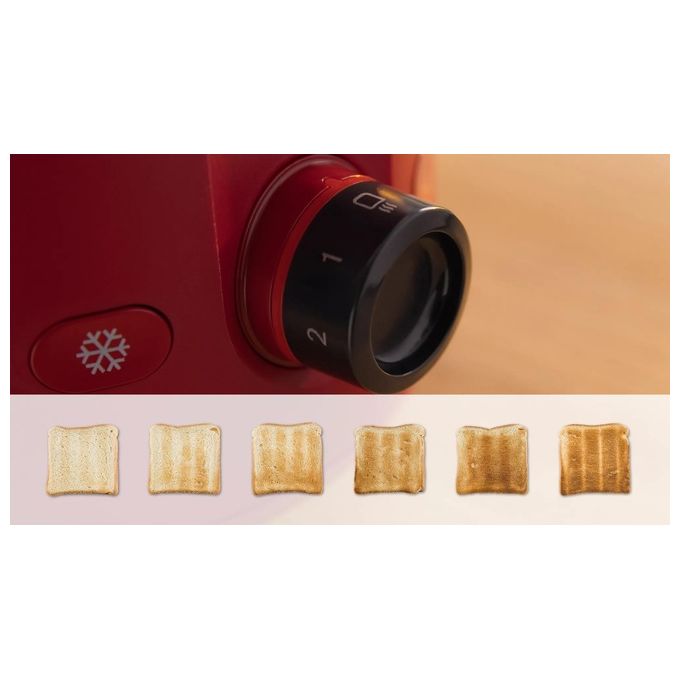 Bosch TAT2M124 MyMoment Tostapane 2 Fette 950 W Funzione Scongelamento e Riscaldamento High Lift Vassoio Briciole Estraibile colore Rosso