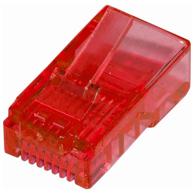 Link Confezione 100 Connettori 8 Poli Cat 5e Utp non Schermato Rj45 Rosso