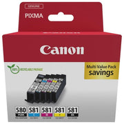 Canon 2078C007 PGI-580 CLI-581 Multipack Cartucce Inchiostro Originali 5 pz 5,6 ml colore Nero Ciano Magenta Giallo