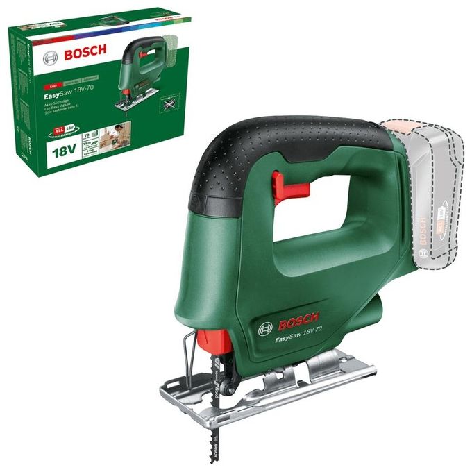 Bosch 0603012000 EasySaw Seghetto alternativo a batteria 18V con cambio lama SDS profondita' taglio legno 70 mm colore Nero