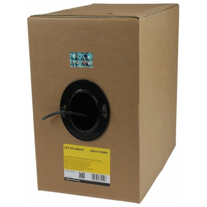StarTech Rotolo in serie di cavi riser UTP solidi CMR Cat5e, 304,8 m, colore nero