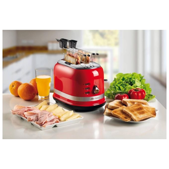 Ariete 0149 Tostapane 2 Fette Moderna con Pinze 6 Livelli di Doratura 800W Rosso
