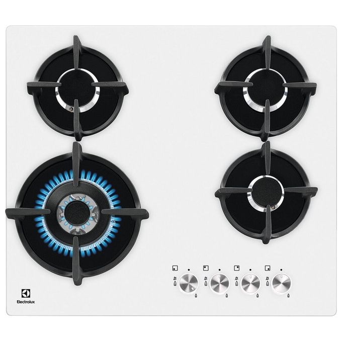 Electrolux KGG6437W Serie 600 Piano cottura Gas 60 cm 4 fuochi Wok Griglie Ghisa Sicurgas colore Bianco