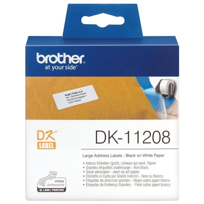 Brother 400 Etichette In Carta Nero Su Bianco 38 Mm X 90 Mm