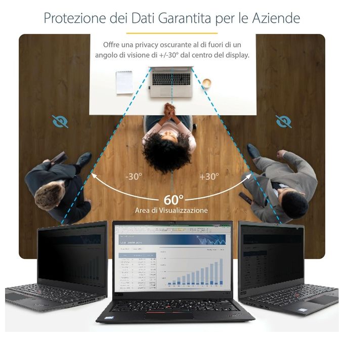 StarTech 156L-PRIVACY-SCREEN Filtro Privacy per Laptop 15,6 pollici 16:9 con Riduzione Luce Blu del 51% Reversibile Opaco-Lucido colore Trasparente