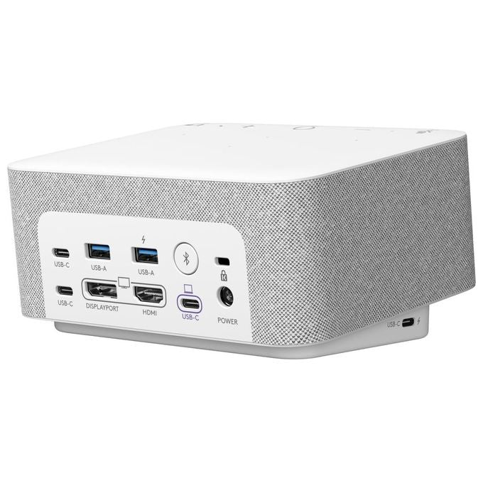 Logitech 986-000030 Logi Dock Docking Station USB-C 8 porte 4K Ultra HD 100 W altoparlanti integrati 6 microfoni beamforming colore Bianco