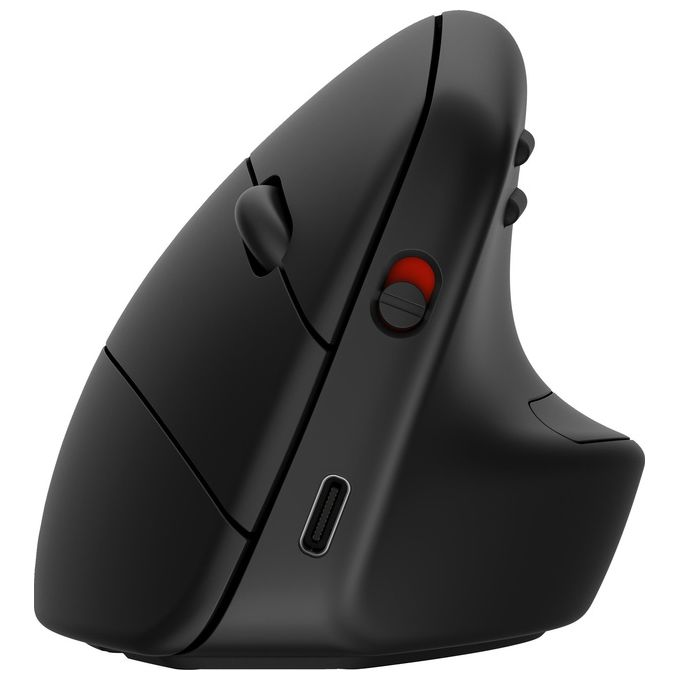 HP 6H1A5AA 925 Mouse Ergonomico Verticale Wireless RF Bluetooth 4000 DPI 6 Tasti Ricaricabile USB Type-C colore Nero