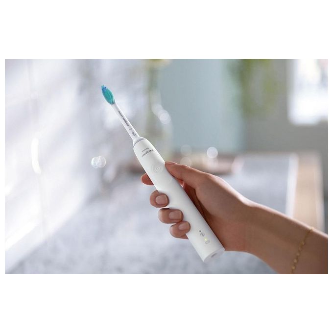 Philips HX3671-13 Sonicare Serie 3100 Spazzolino elettrico sonico con timer e sensore di pressione autonomia 14 giorni colore Bianco