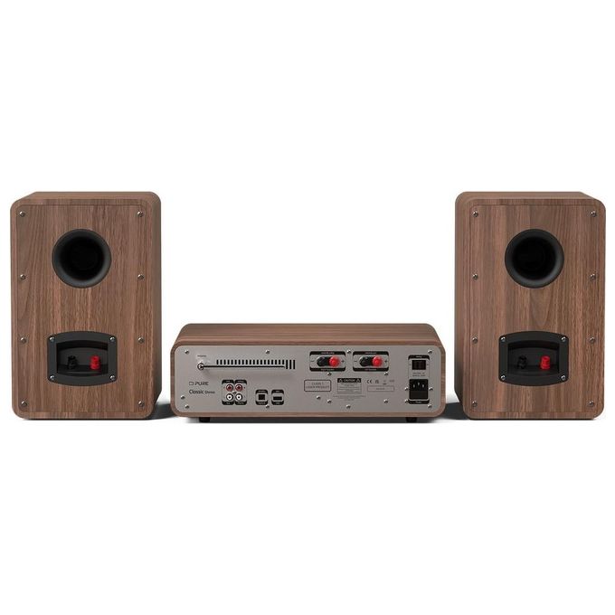 Pure 252808 Classic Stereo Microsistema Hi-Fi 50 W CD DAB+ FM Bluetooth 5.2 Wi-Fi Spotify colore Nero Noce