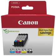 Canon 0386C009 CLI-571 Multipack Cartuccia Stampante Originale 4 pz Nero Ciano Magenta Giallo colore Nero
