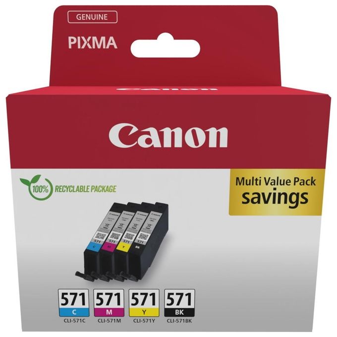 Canon 0386C008 Cartuccia d'inchiostro Originale Multipack 4 pezzi Nero Ciano Magenta Giallo colore Nero