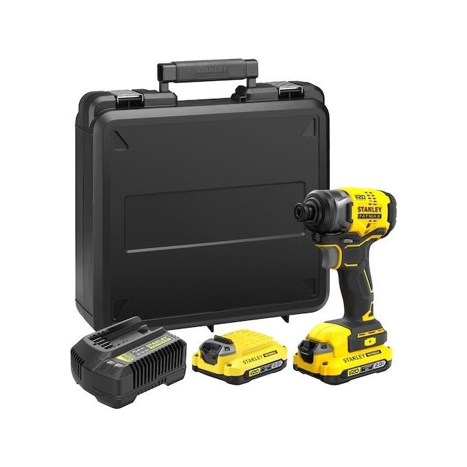 Stanley - FatMax SFMCF810D2K-QW Avvitatore a Impulsi 18V Brushless 1-4'' 170 Nm 2 Batterie 2,0 Ah LED colore Nero