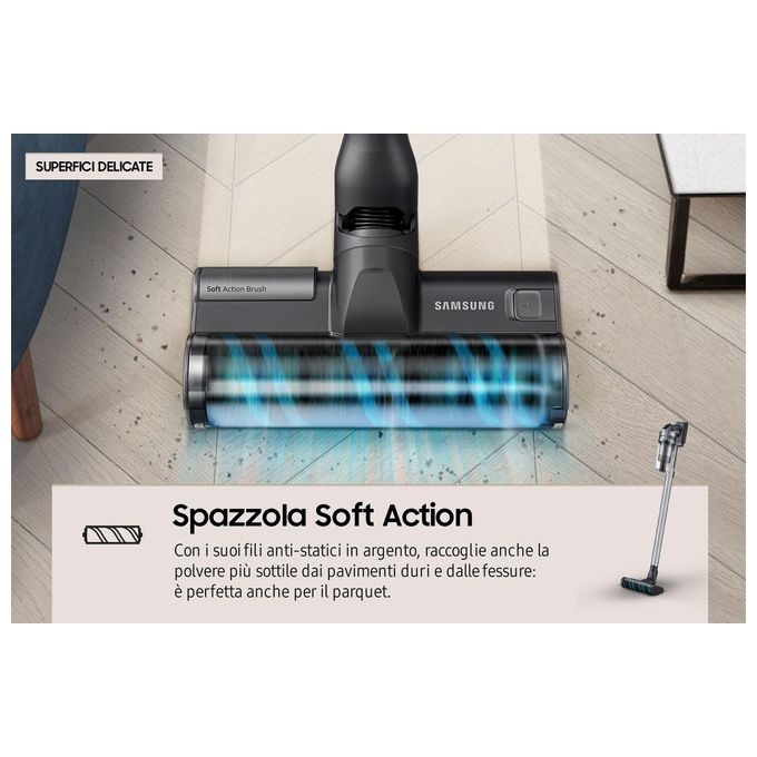 Samsung VS20B75ACR5 Jet 75E Aspirapolvere senza filo Multiciclonico 0,8 L 200W 60 min 86 dB colore Argento