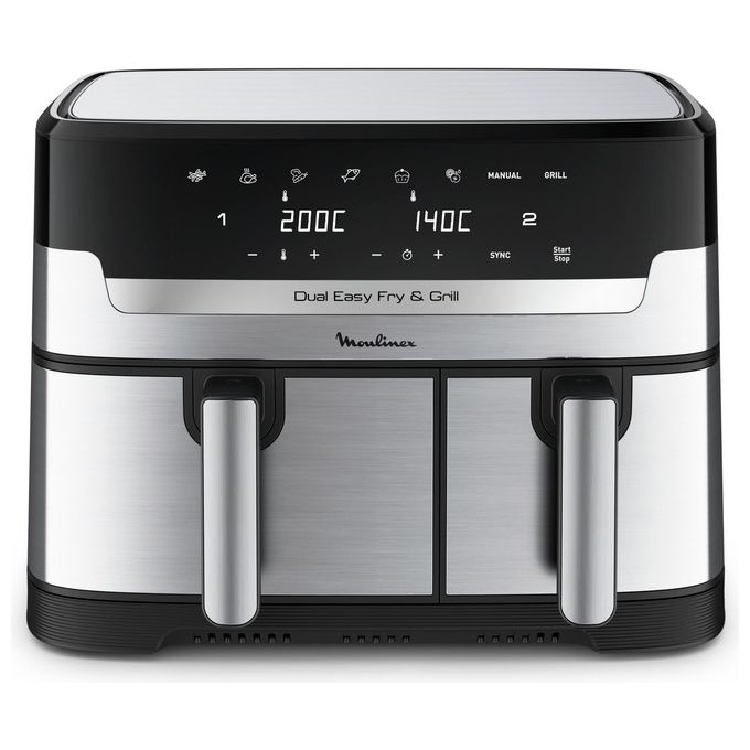 Moulinex EZ905D20 Friggitrice ad aria Doppio Cestello 8.3 L 2450 W 8 Programmi Display LCD colore Nero Inox