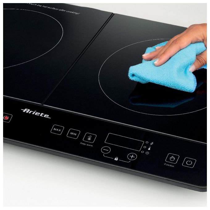 Ariete 1998 Piano cottura a induzione portatile doppio 58 cm 2 zone 3500W 12 livelli di potenza Touch Timer vetroceramica colore Nero
