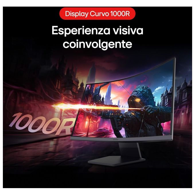 LG 27GS60QN UltraGear Monitor Gaming Curvo 27'' Quad HD 2560x1440 180Hz 1ms AMD FreeSync HDR10 colore Nero