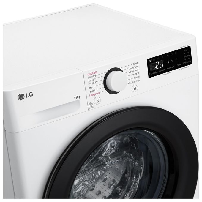 LG AI DD F4R3011NSWB Lavatrice Classe A -10% Carica Frontale Serie R3 Lavatrice 11kg 1400 giri AIWash Lavaggio a vapore Motore Direct Drive Smart Diagnosis Libera installazione Bianca