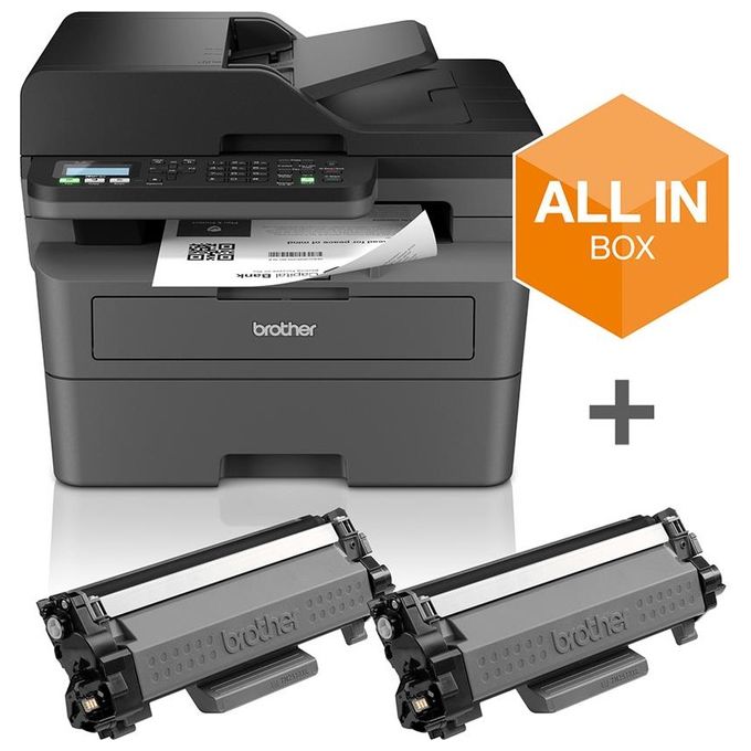 Brother MFCL2827DWXLRE1 Stampante Multifunzione Laser 4 in 1 32 ppm Duplex WiFi LAN ADF 50 fogli Toner 6000 pagine colore Bianco