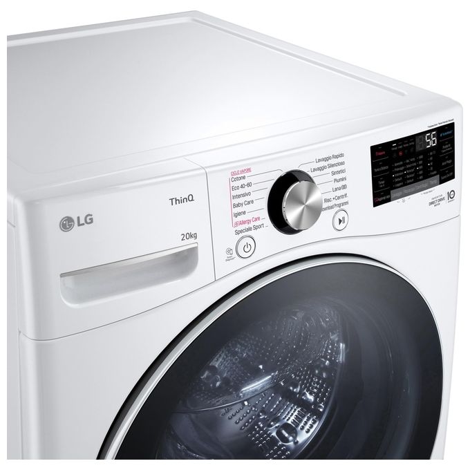 LG Serie P3 F0P3020TSWC Lavatrice libera  installazione XL 20Kg AI DD Classe B 1000 giri TurboWash 360 Vapore Wi-Fi Bianco