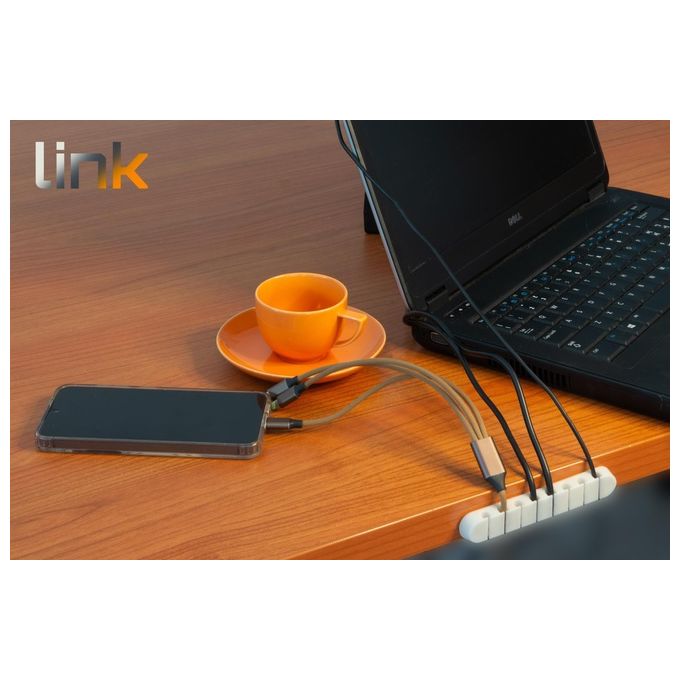 Link KIT_ 2 Pezzi Supporti per Gestione Cavi 8 Posizioni Bianco