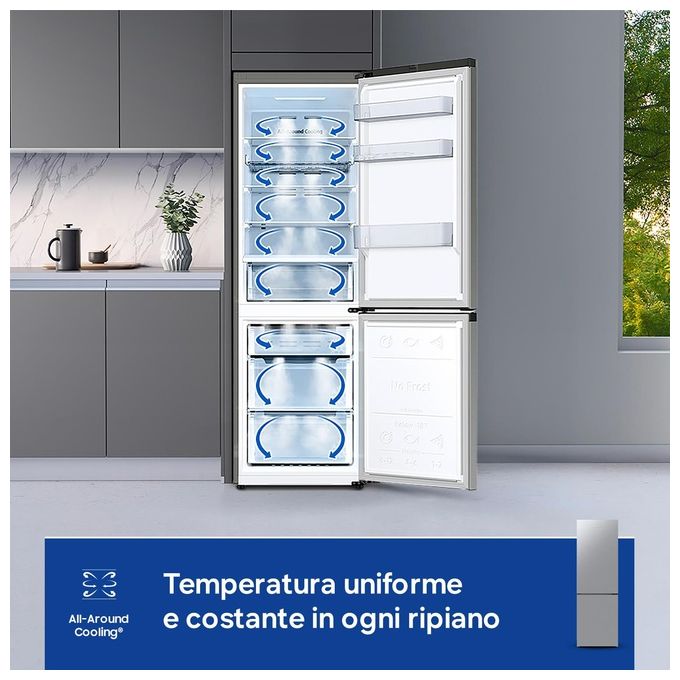 Samsung RB33B610ESA EcoFlex Frigorifero Combinato 344 L 185 cm Classe E 35 dB No Frost All Around Cooling colore Grafite