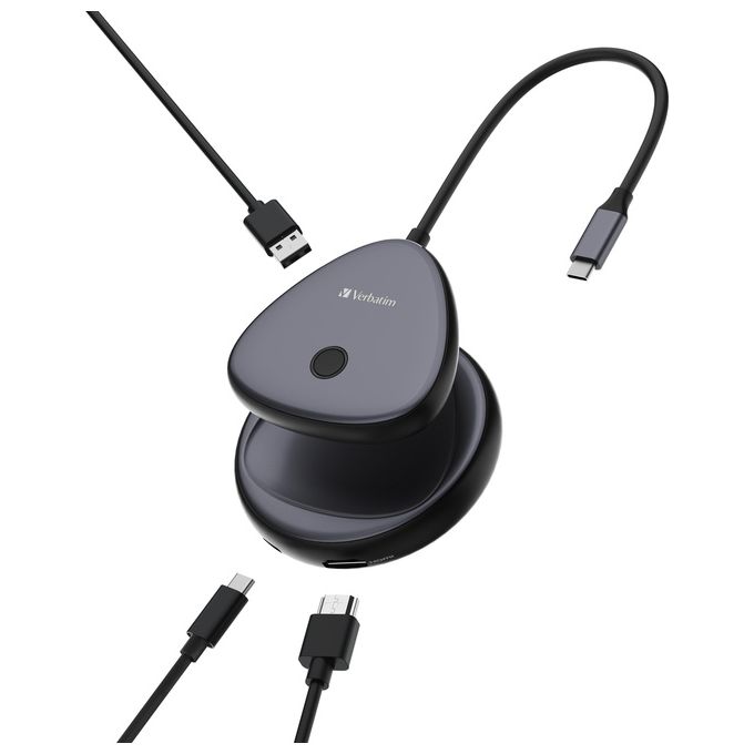 Verbatim 32147 Share My Screen Adattatore Wireless USB-C HDMI 4K 30 Hz con Porta USB-A Aggiuntiva colore Nero Grigio