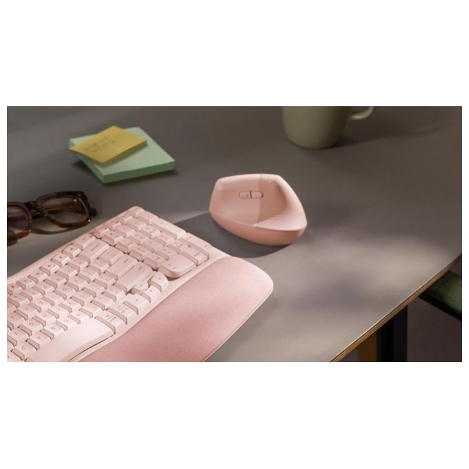 Logitech 910-006478 Lift Mouse Ergonomico Verticale Senza Fili 4000 DPI Bluetooth e RF 4 Tasti Clic Silenziosi Fino a 24 Mesi di Autonomia colore Rosa