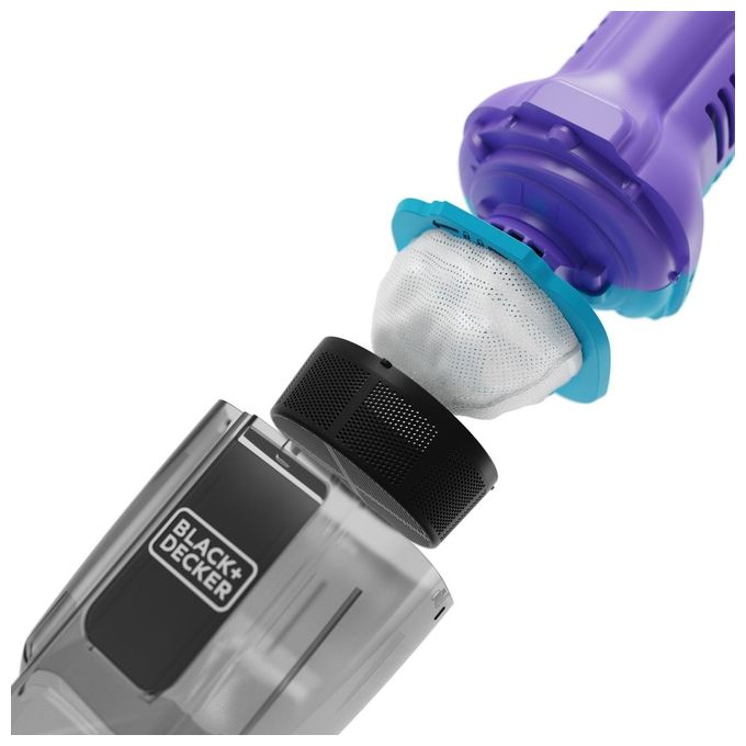 Black+Decker NVD220BP-QW Aspirapolvere Senza Filo Senza Sacchetto 0,29 L autonomia 14 min colore Viola e Azzurro