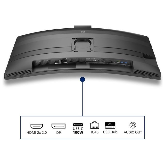 Philips 34B2U6603CH Serie 6000 Monitor Curvo 34'' WQHD 3440x1440 VA 120Hz HDR400 Thunderbolt 4 Webcam Integrata colore Antracite