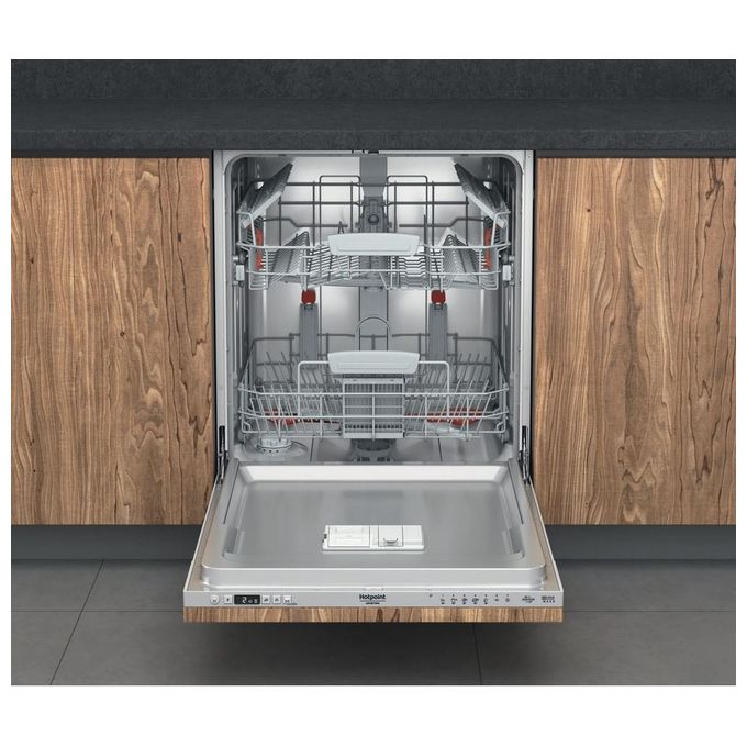 Hotpoint HI 5030 W Lavastoviglie da incasso 14 coperti Classe D 43 dB Motore Inverter AquaStop (82x60x56 cm) colore Argento
