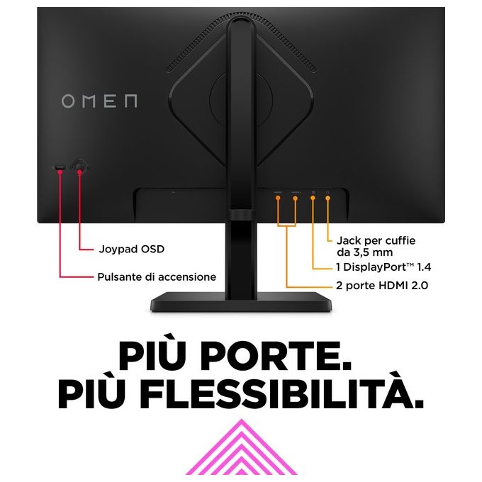 HP 780D9AA#ABB OMEN 24 Monitor Gaming 23,8'' FHD 1920x1080 IPS 165 Hz 1 ms AMD FreeSync Premium colore Nero