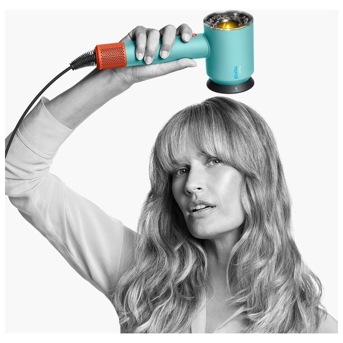 Dyson 515276-01 Supersonic Nural Asciugacapelli 1600W Motore V9 3 Velocita' 4 Temperature con Accessori colore Blu Arancione