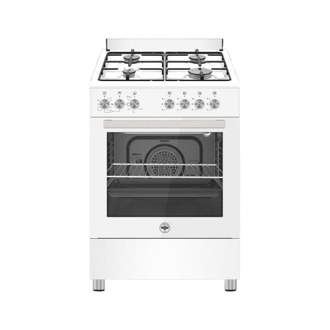 La Germania SE664GB24 Cucina a Gas 60 cm 4 Fuochi Forno Gas Ventilato Grill Elettrico 57 L Classe A (93x60x60 cm) colore Bianco