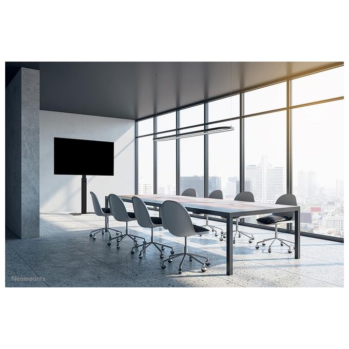 Neomounts FL45S-825BL1 Supporto da pavimento per TV 37-75'' Regolabile in Altezza 104-157 cm con Gestione Cavi e Piastra di Sicurezza colore Nero