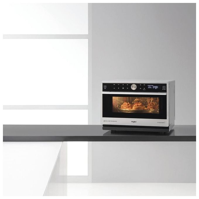 Whirlpool MWSC 9133 SX Supreme Chef Forno a microonde Combinato 33 L 1000 W Grill Vapore Crisp 6° SENSO colore Acciaio Inossidabile