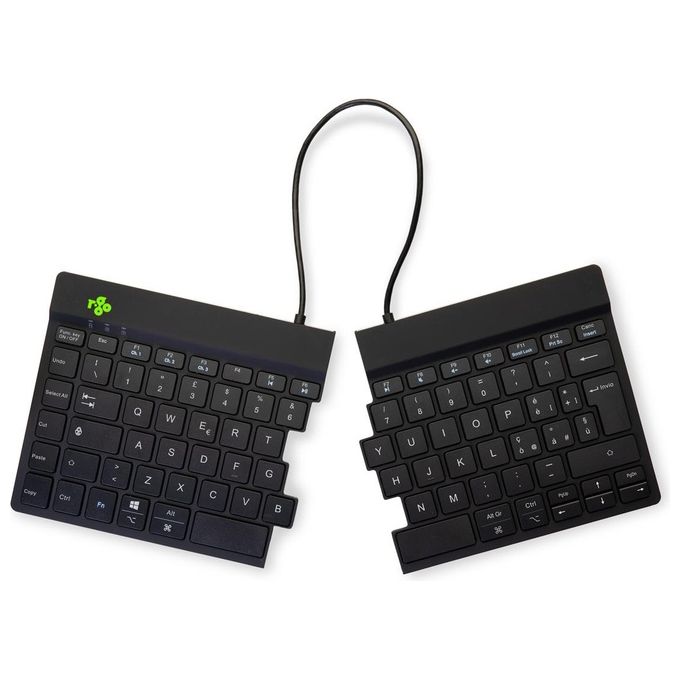 R Go Tools RGOSBITWLBL R-Go Split Break Tastiera ergonomica split Bluetooth 5.0 QWERTY Italiano con software pause LED e design ripiegabile colore Nero