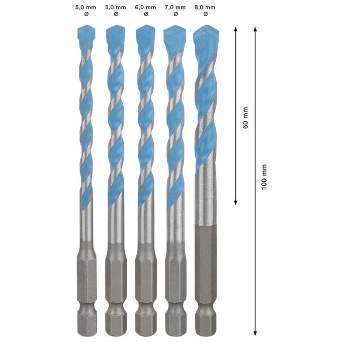 Bosch HEX-9 MC Drill Bit Set 5 Pezzi 5.5-6-7-8