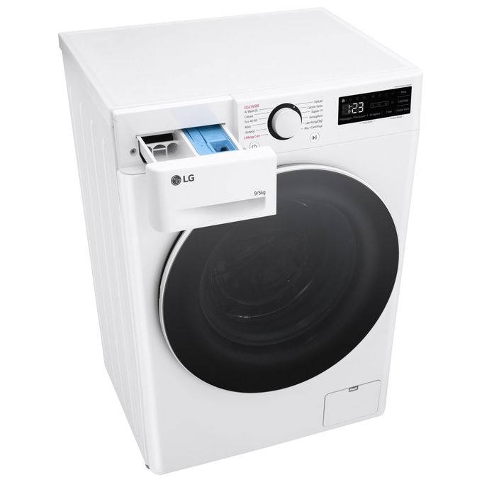 LG D2R5S09TSWW Lavasciuga Slim 9-5 Kg 1160 rpm Classe E AI DD TurboWash 360 Vapore Allergy Care (85x60x47,5 cm) colore Bianco