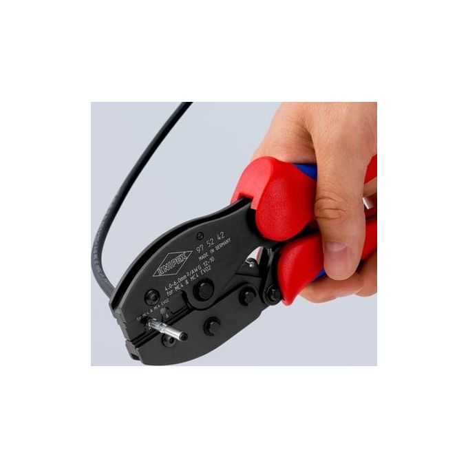 KNIPEX 97 52 42 PreciForce Pinza per capicorda per terminali MC4-MC4 EVO 2 4 6 mm² 12 10 AWG colore Brunita