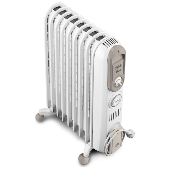 De'Longhi V550918T.WB Serie Vento Radiatore ad Olio 9 Elementi 1800W Timer Antigelo per ambienti fino a 54 m² colore Bianco