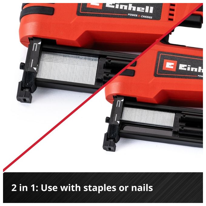 Einhell 4257790 TE-CN 18 Li - Solo Chiodatrice e Graffettatrice a Batteria 18 V Capacita' 300 pz Velocita' 20 colpi-min colore Nero Rosso