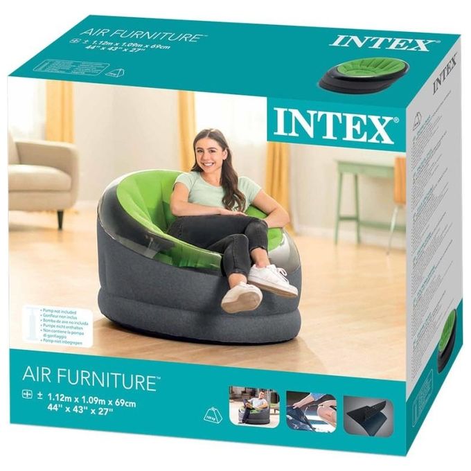 Intex 66582NP Empire Poltroncina Gonfiabile PVC 112x109x69 cm colore Verde Grigio