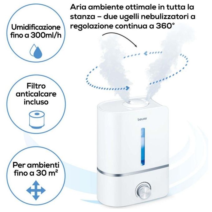Beurer Umidificatore 4 Litri 25W ad Ultrasuoni