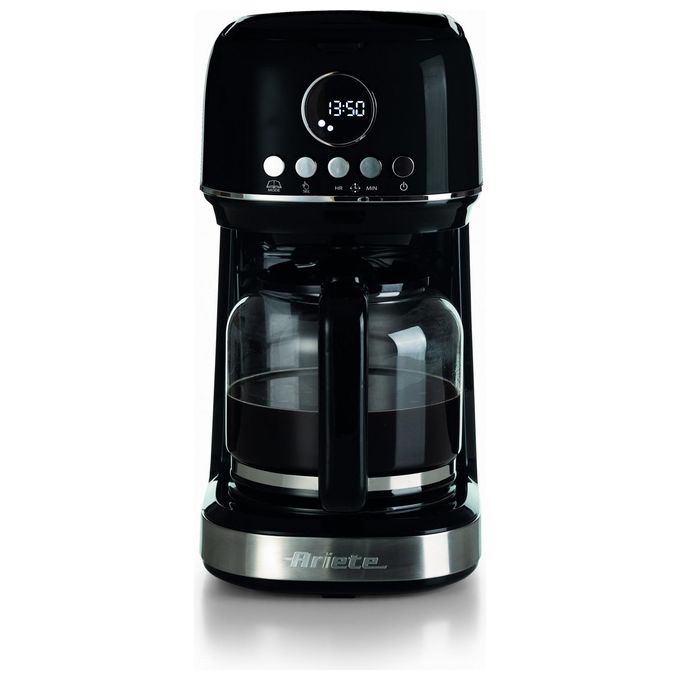 Ariete 1396-02 Moderna Macchina da caffe' con Filtro 1,5 L fino a 15 Tazze 900 W Display LCD Base Riscaldante colore Nero