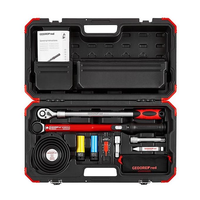Gedore R68903011 Set Attrezzi per Montaggio Ruote Chiave Dinamometrica Meccanica 11 Pezzi Campo Coppia 40 - 200 Nm Precisione ±3% Materiale Acciaio al Cromo Vanadio Valigia in Plastica colore Nero