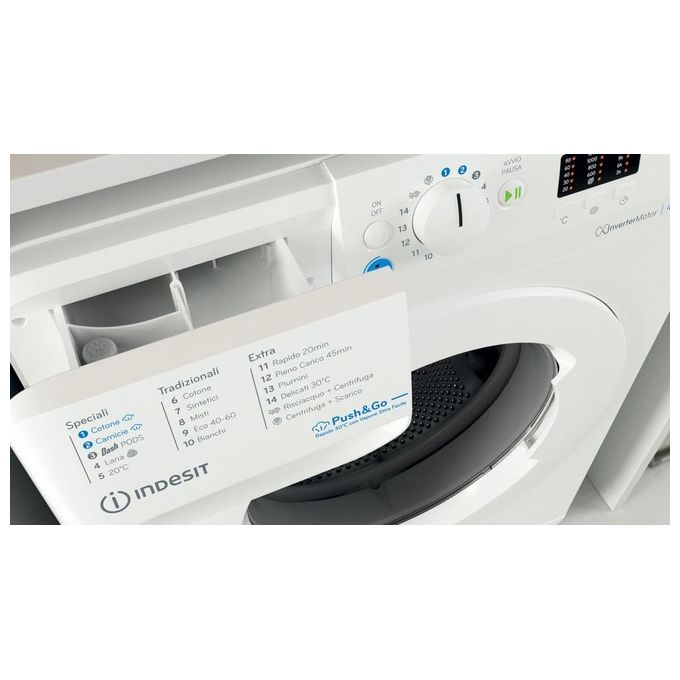 Indesit BWA 81496X WV IT - Lavatrice Carica Frontale 8 kg, 1351 rpm, Classe A, Motore Inverter e Tecnologia Water Balance Plus, (H85×L59,5×P63 cm), Bianco