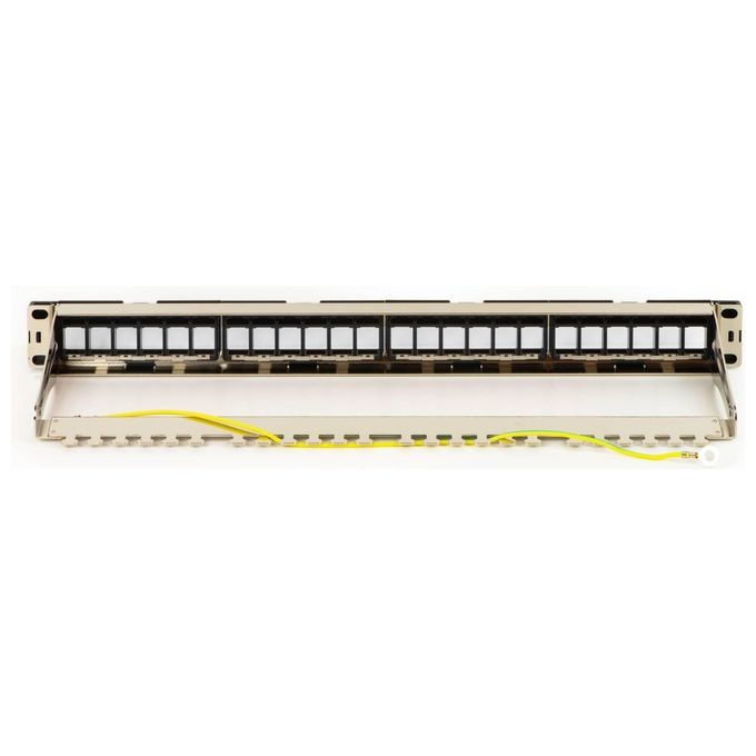 Link Pannello Patch Vuoto in Metallo con Frame Removibili con Barra Supporto Posteriore per Connettori Schermati con Presa a Terra
