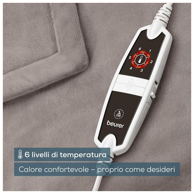 Beurer HD150 XXL Coperta Termica 150 W 6 livelli di temperatura 200x150 cm colore Taupe