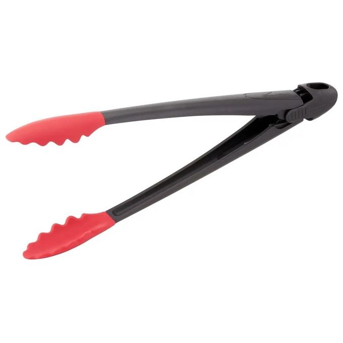 Lagostina 012196000003 Ingenio Smart Pinze da Cucina in Silicone Antigraffio Impugnatura Ergonomica Lavabile in Lavastoviglie colore Nero Rosso